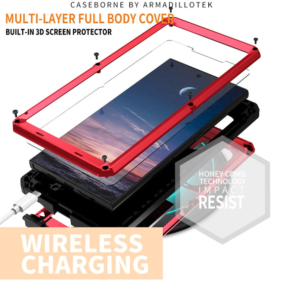 For Samsung Galaxy S24 Ultra 5G R-JUST Sliding Camera Life Water-resistant Holder Phone Case(Red)