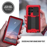 For Samsung Galaxy S24 Ultra 5G R-JUST Sliding Camera Life Water-resistant Holder Phone Case(Red)