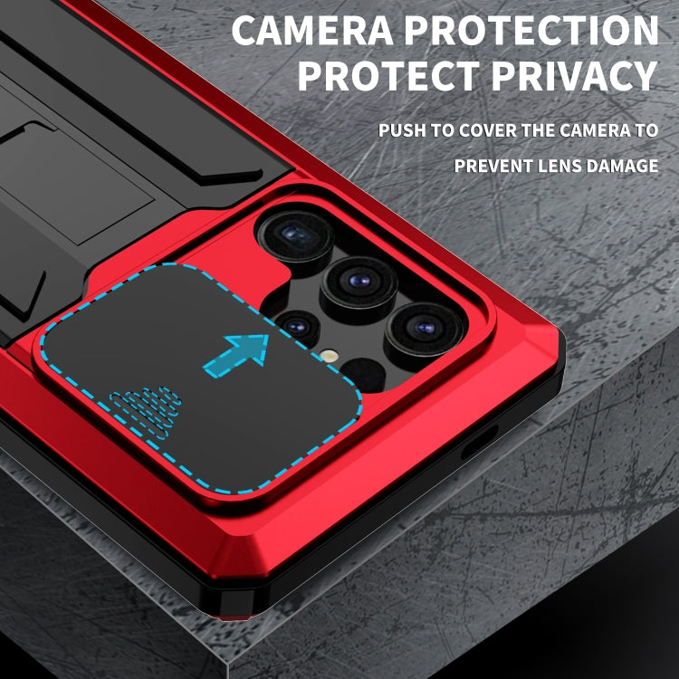 For Samsung Galaxy S24 Ultra 5G R-JUST Sliding Camera Life Water-resistant Holder Phone Case(Red)