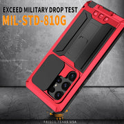 For Samsung Galaxy S24 Ultra 5G R-JUST Sliding Camera Life Water-resistant Holder Phone Case(Red)