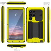 For Samsung Galaxy S24 Ultra 5G R-JUST Sliding Camera Life Water-resistant Holder Phone Case(Yellow)