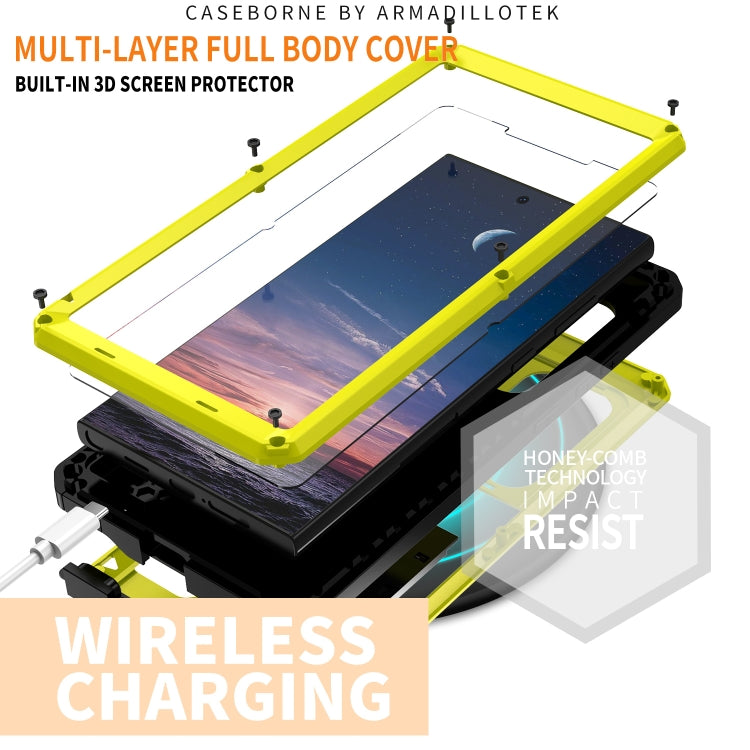 For Samsung Galaxy S24 Ultra 5G R-JUST Sliding Camera Life Water-resistant Holder Phone Case(Yellow)