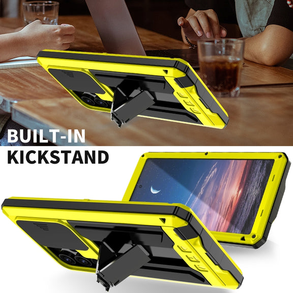 For Samsung Galaxy S24 Ultra 5G R-JUST Sliding Camera Life Water-resistant Holder Phone Case(Yellow)