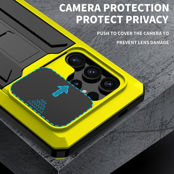 For Samsung Galaxy S24 Ultra 5G R-JUST Sliding Camera Life Water-resistant Holder Phone Case(Yellow)