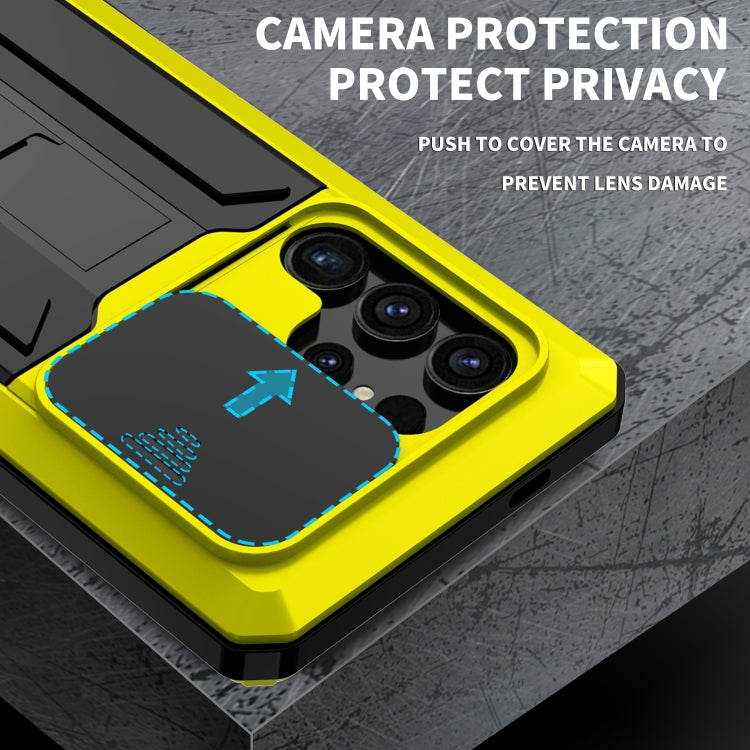 For Samsung Galaxy S24 Ultra 5G R-JUST Sliding Camera Life Water-resistant Holder Phone Case(Yellow)
