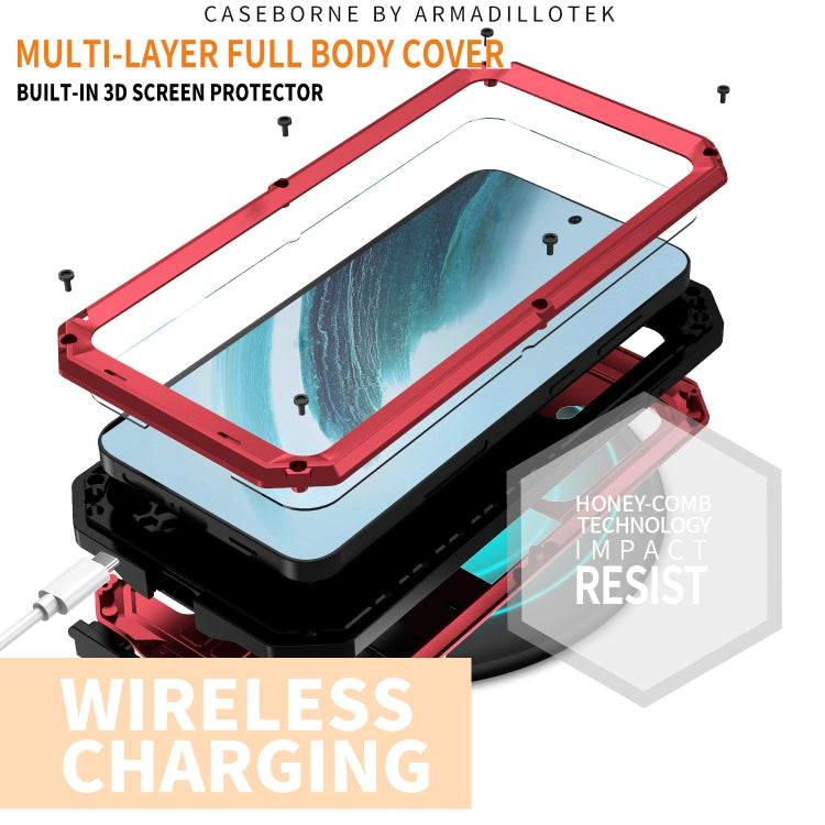 For Samsung Galaxy S24+ 5G R-JUST Sliding Camera Life Water-resistant Holder Phone Case(Red)