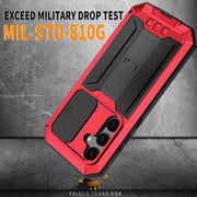 For Samsung Galaxy S24+ 5G R-JUST Sliding Camera Life Water-resistant Holder Phone Case(Red)