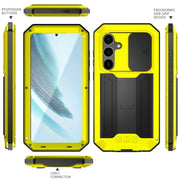 For Samsung Galaxy S24+ 5G R-JUST Sliding Camera Life Water-resistant Holder Phone Case(Yellow)