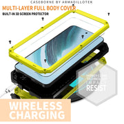 For Samsung Galaxy S24+ 5G R-JUST Sliding Camera Life Water-resistant Holder Phone Case(Yellow)