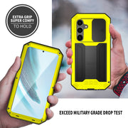 For Samsung Galaxy S24+ 5G R-JUST Sliding Camera Life Water-resistant Holder Phone Case(Yellow)
