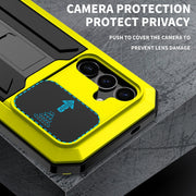 For Samsung Galaxy S24+ 5G R-JUST Sliding Camera Life Water-resistant Holder Phone Case(Yellow)