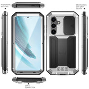 For Samsung Galaxy S24+ 5G R-JUST Sliding Camera Life Water-resistant Holder Phone Case(Silver)