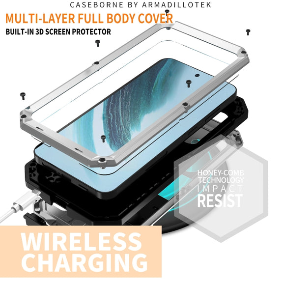 For Samsung Galaxy S24+ 5G R-JUST Sliding Camera Life Water-resistant Holder Phone Case(Silver)