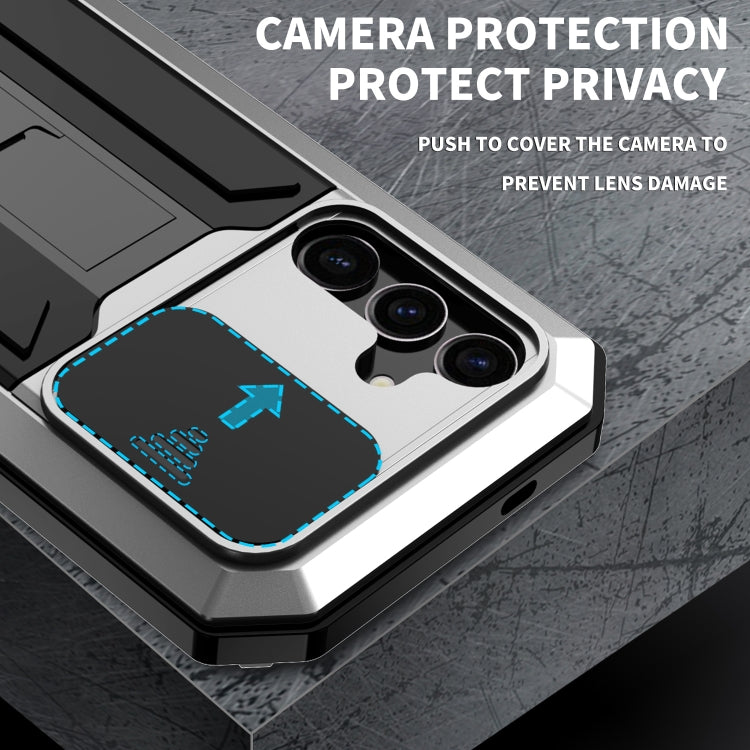 For Samsung Galaxy S24+ 5G R-JUST Sliding Camera Life Water-resistant Holder Phone Case(Silver)