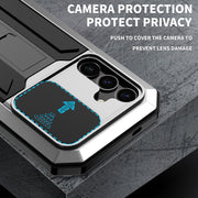 For Samsung Galaxy S24+ 5G R-JUST Sliding Camera Life Water-resistant Holder Phone Case(Silver)