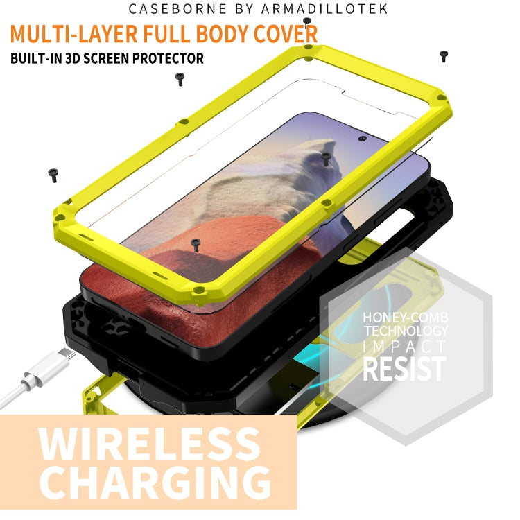 For Samsung Galaxy S24 5G R-JUST Sliding Camera Life Water-resistant Holder Phone Case(Yellow)