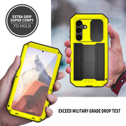 For Samsung Galaxy S24 5G R-JUST Sliding Camera Life Water-resistant Holder Phone Case(Yellow)