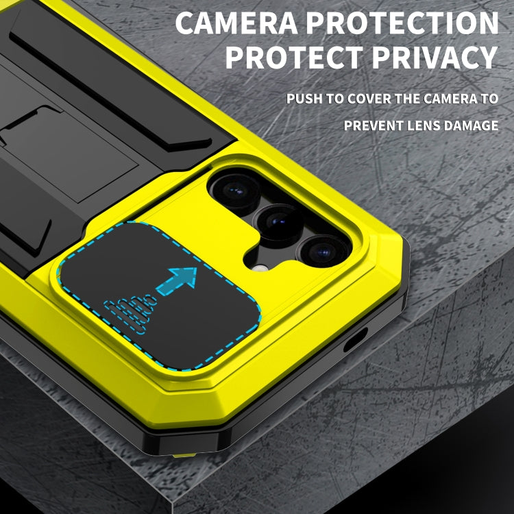 For Samsung Galaxy S24 5G R-JUST Sliding Camera Life Water-resistant Holder Phone Case(Yellow)