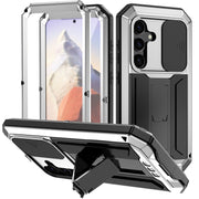 For Samsung Galaxy S24 5G R-JUST Sliding Camera Life Water-resistant Holder Phone Case(Silver)