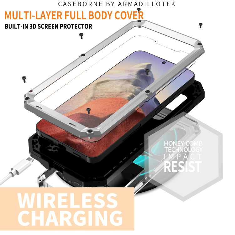 For Samsung Galaxy S24 5G R-JUST Sliding Camera Life Water-resistant Holder Phone Case(Silver)