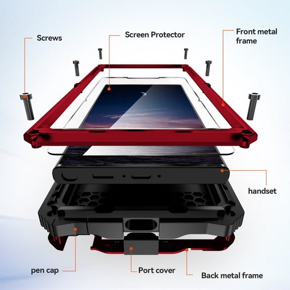 For Samsung Galaxy S24 Ultra 5G R-JUST Life Water-resistant Dustproof Shockproof Holder Phone Case(Red)