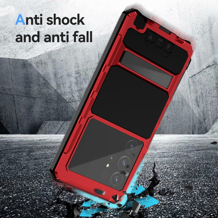 For Samsung Galaxy S24 Ultra 5G R-JUST Life Water-resistant Dustproof Shockproof Holder Phone Case(Red)