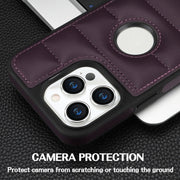 For iPhone 15 Pro Max Piano Key Hollow Cutout PU Phone Case(Dark Purple)