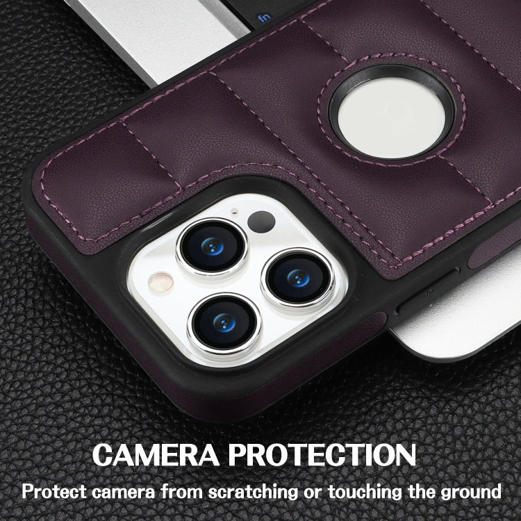 For iPhone 15 Pro Max Piano Key Hollow Cutout PU Phone Case(Dark Purple)