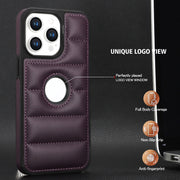 For iPhone 15 Pro Max Piano Key Hollow Cutout PU Phone Case(Dark Purple)