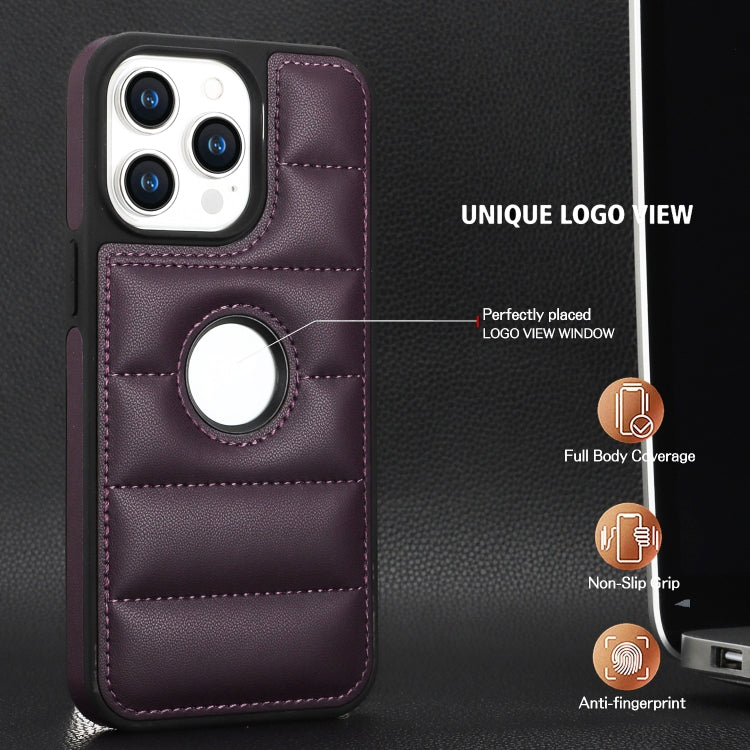 For iPhone 15 Pro Max Piano Key Hollow Cutout PU Phone Case(Dark Purple)