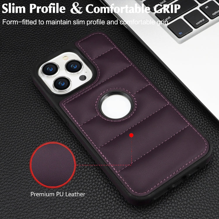 For iPhone 15 Pro Max Piano Key Hollow Cutout PU Phone Case(Dark Purple)