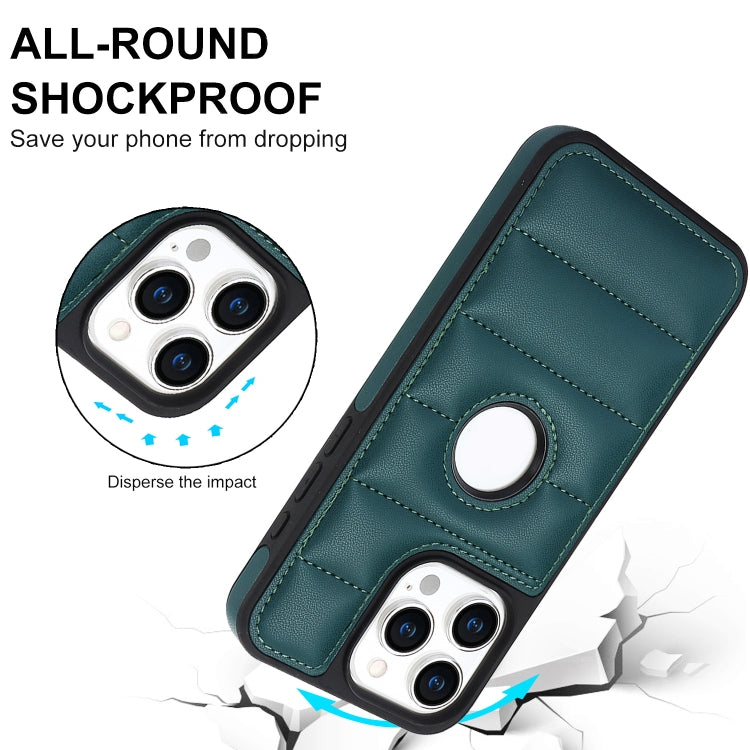 For iPhone 15 Pro Piano Key Hollow Cutout PU Phone Case(Green)