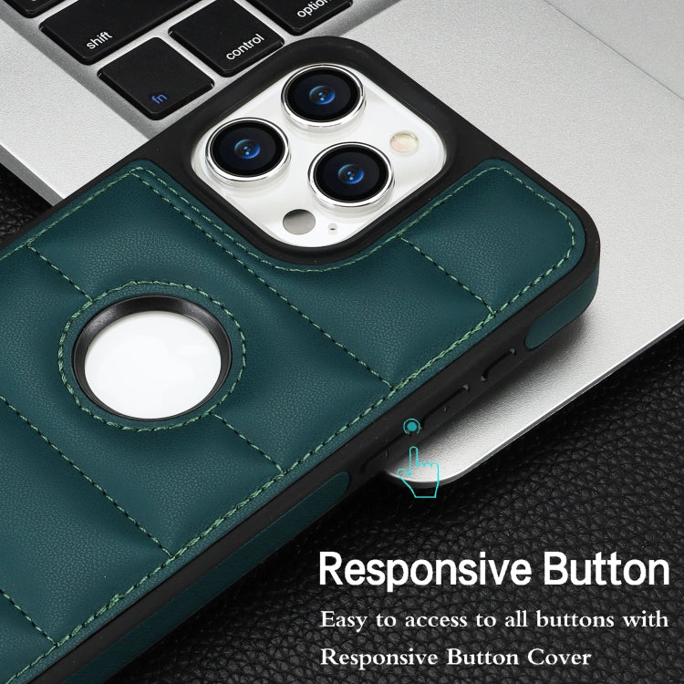 For iPhone 15 Pro Piano Key Hollow Cutout PU Phone Case(Green)
