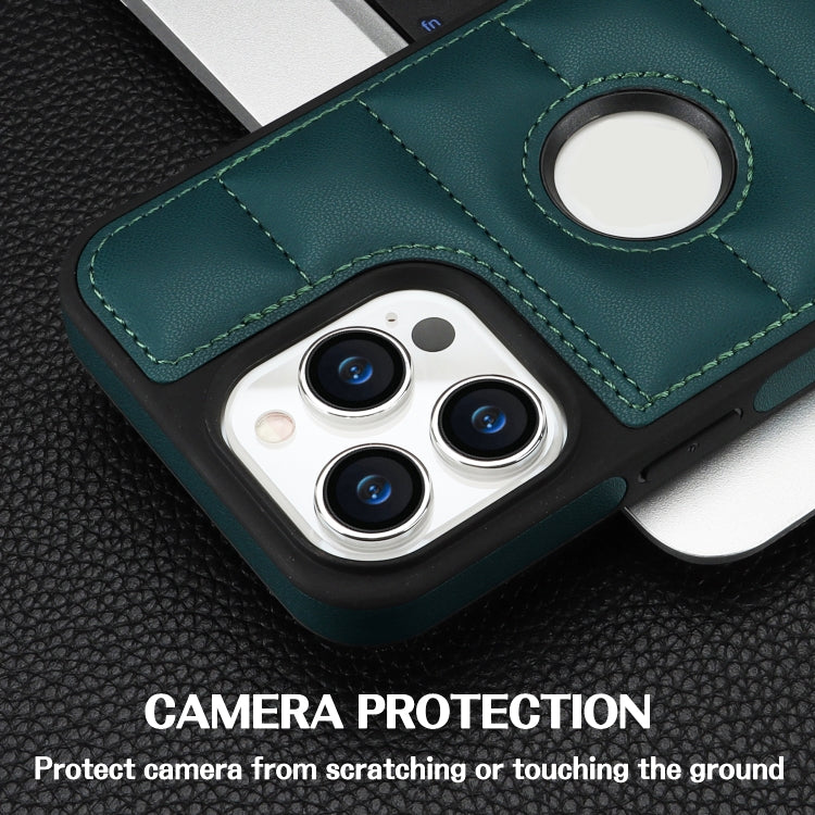 For iPhone 15 Pro Piano Key Hollow Cutout PU Phone Case(Green)