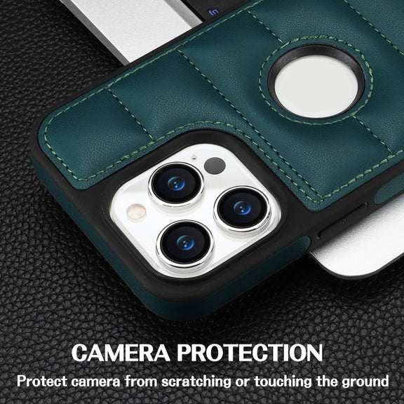 For iPhone 15 Pro Piano Key Hollow Cutout PU Phone Case(Green)