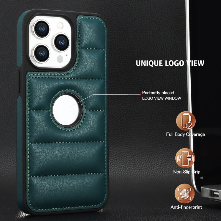 For iPhone 15 Pro Piano Key Hollow Cutout PU Phone Case(Green)