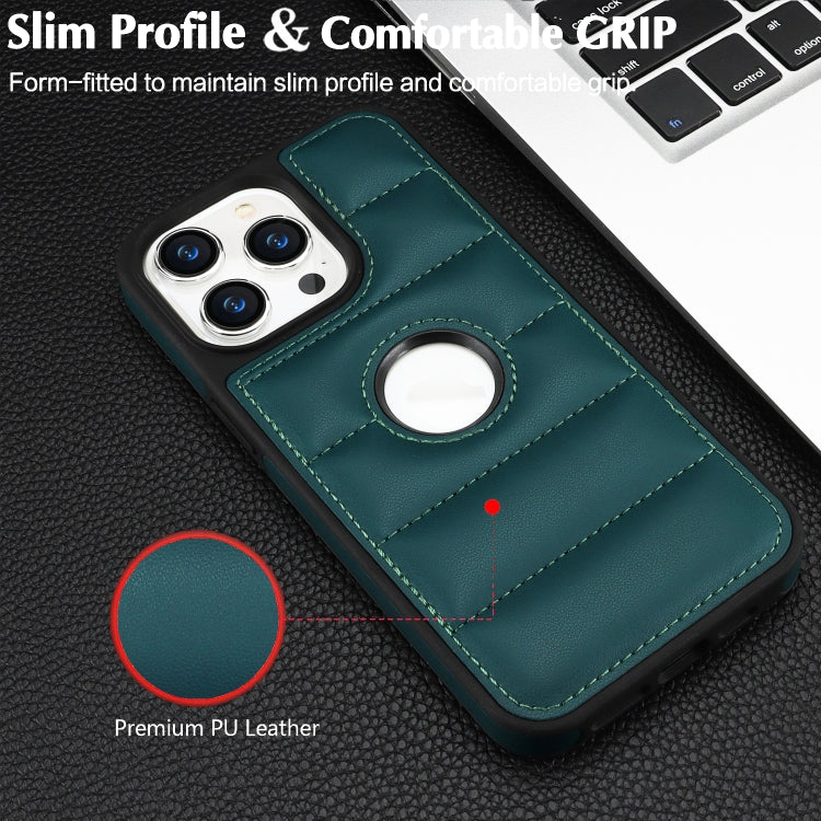 For iPhone 15 Pro Piano Key Hollow Cutout PU Phone Case(Green)