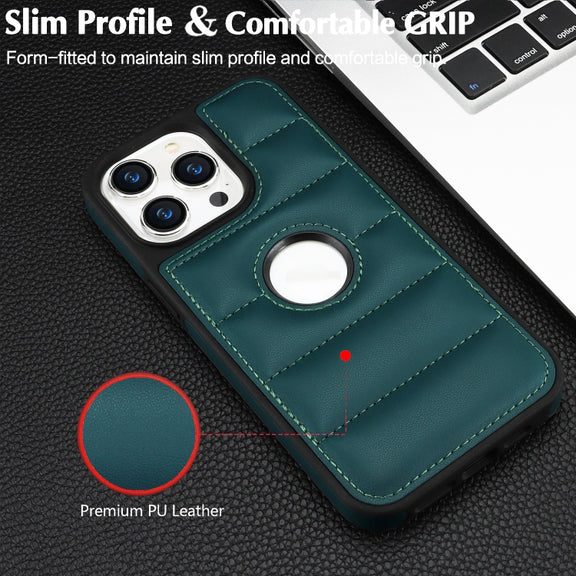 For iPhone 15 Pro Piano Key Hollow Cutout PU Phone Case(Green)