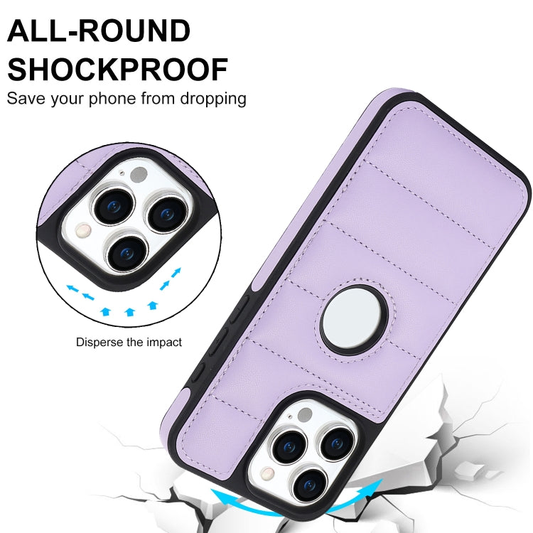 For iPhone 15 Plus Piano Key Hollow Cutout PU Phone Case(Light Purple)