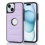 For iPhone 15 Plus Piano Key Hollow Cutout PU Phone Case(Light Purple)