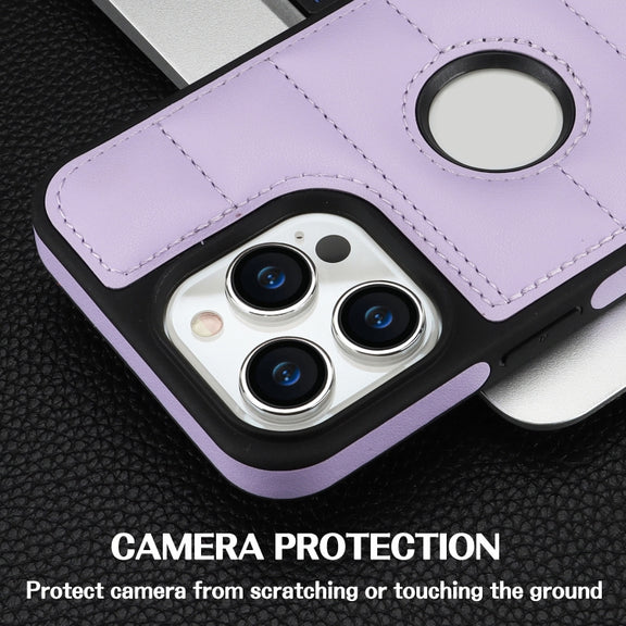 For iPhone 15 Plus Piano Key Hollow Cutout PU Phone Case(Light Purple)