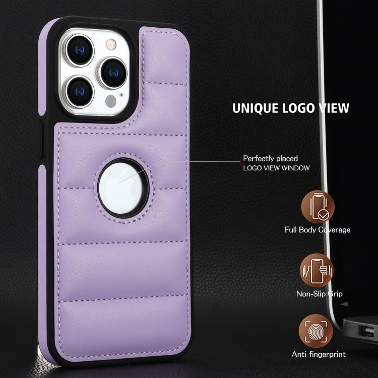 For iPhone 15 Plus Piano Key Hollow Cutout PU Phone Case(Light Purple)