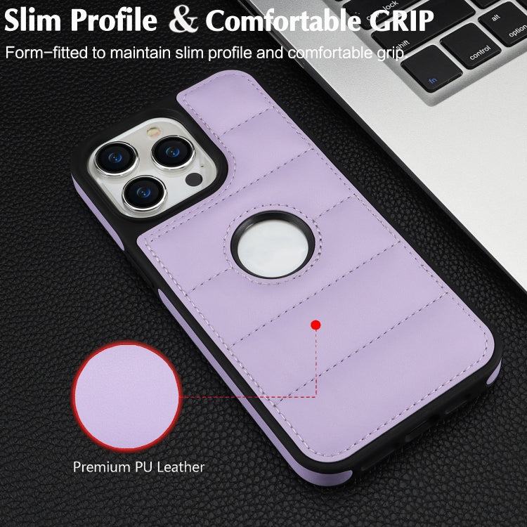 For iPhone 15 Plus Piano Key Hollow Cutout PU Phone Case(Light Purple)