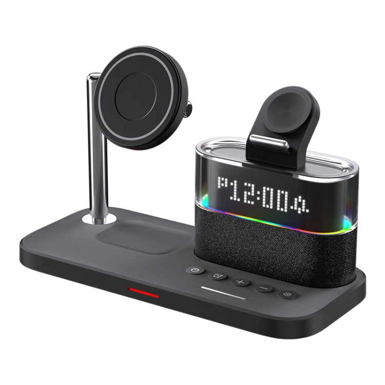 CO9 15W 5 in 1 Multifunctional Wireless Charger Bedside Clock Lamp(Black)