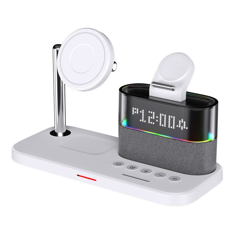 CO9 15W 5 in 1 Multifunctional Wireless Charger Bedside Clock Lamp(White)