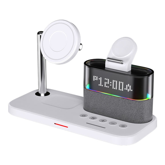 CO9 15W 5 in 1 Multifunctional Wireless Charger Bedside Clock Lamp(White)