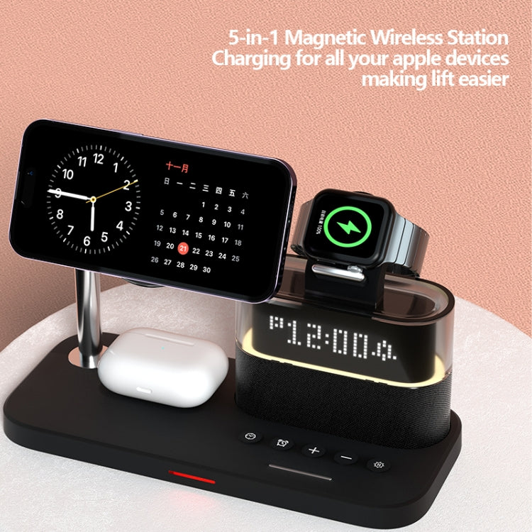 CO9 15W 5 in 1 Multifunctional Wireless Charger Bedside Clock Lamp(White)