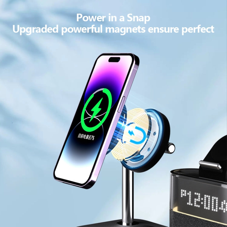 CO9 15W 5 in 1 Multifunctional Wireless Charger Bedside Clock Lamp(White)