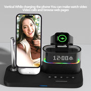 CO9 15W 5 in 1 Multifunctional Wireless Charger Bedside Clock Lamp(Black)