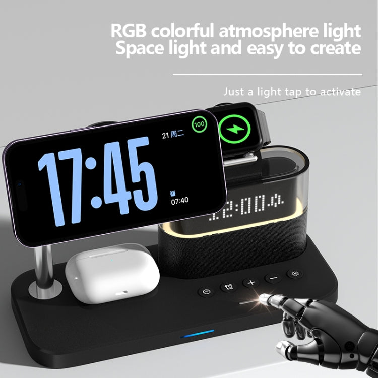 CO9 15W 5 in 1 Multifunctional Wireless Charger Bedside Clock Lamp(White)